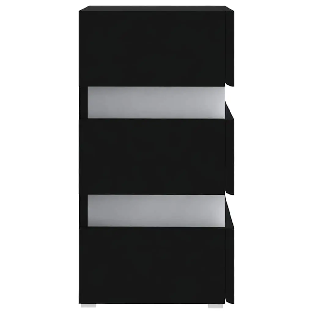 LED Bedside Cabinet Black 45x35x67 cm Engineered Wood Integrated LED Light Storage