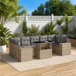 Enhance Your Patio with an 8-Piece Beige Sofa Set