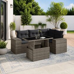 Transform Your Patio with this 5-Piece Grey Sofa Set