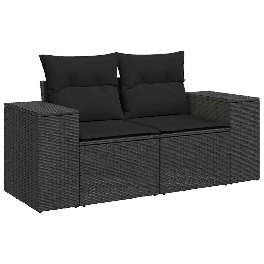 9 Piece Garden Sofa Set Black Poly Rattan Outdoor Furniture Patio Lounge Seating