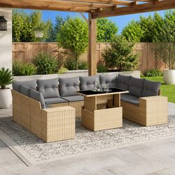 10-Piece Garden Sofa Set in Beige for Your Outdoor Retreat