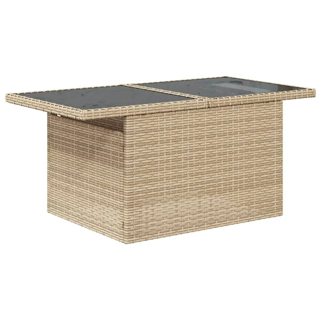 Outdoor Garden Sofa Set 10 Piece Beige Poly Rattan Patio Furniture with Cushions