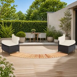 Enhance Your Outdoor Spa with Black Rattan and Acacia Step