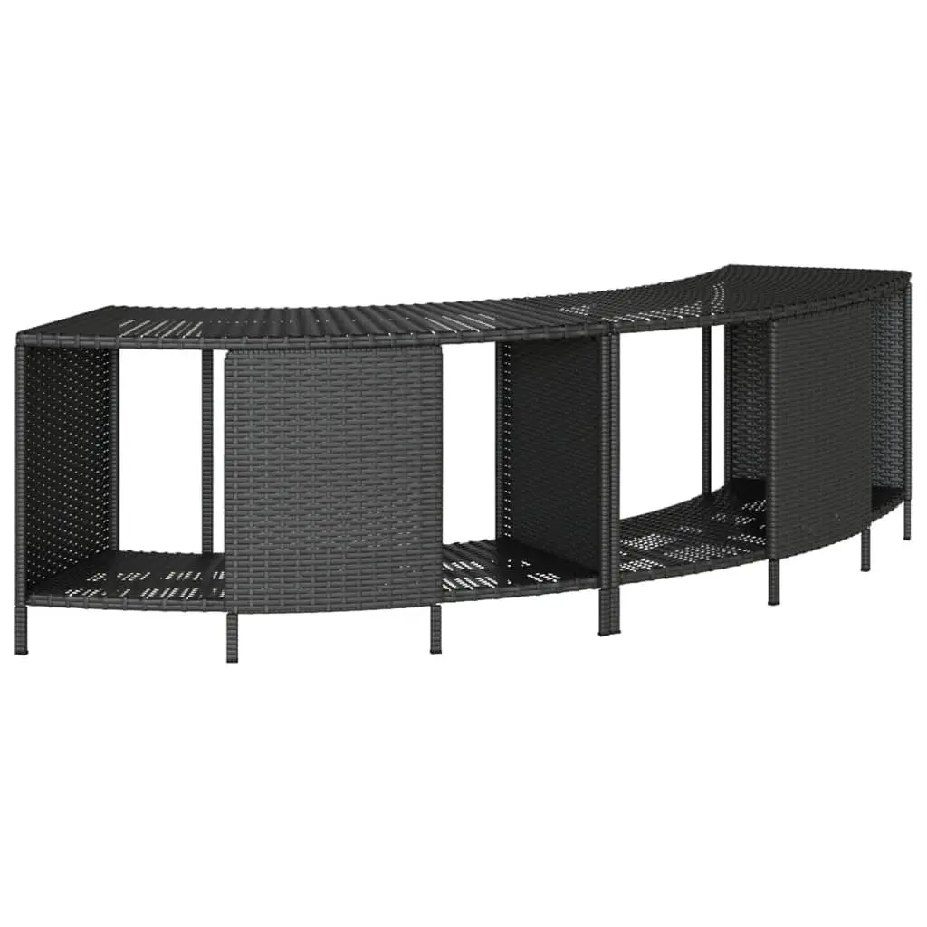 Hot Tub Surround with Storage Black Poly Rattan Wood Step Spa Deck Outdoor