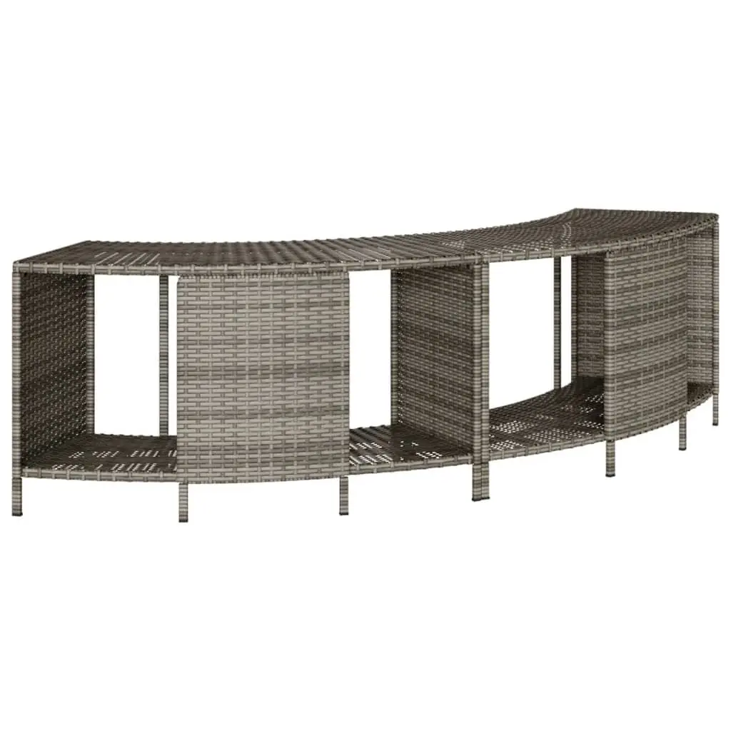 Hot Tub Surround Grey Poly Rattan with Storage Step Outdoor Spa Accessory