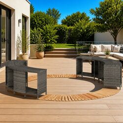 Grey Poly Rattan Hot Tub Surround with Storage Step