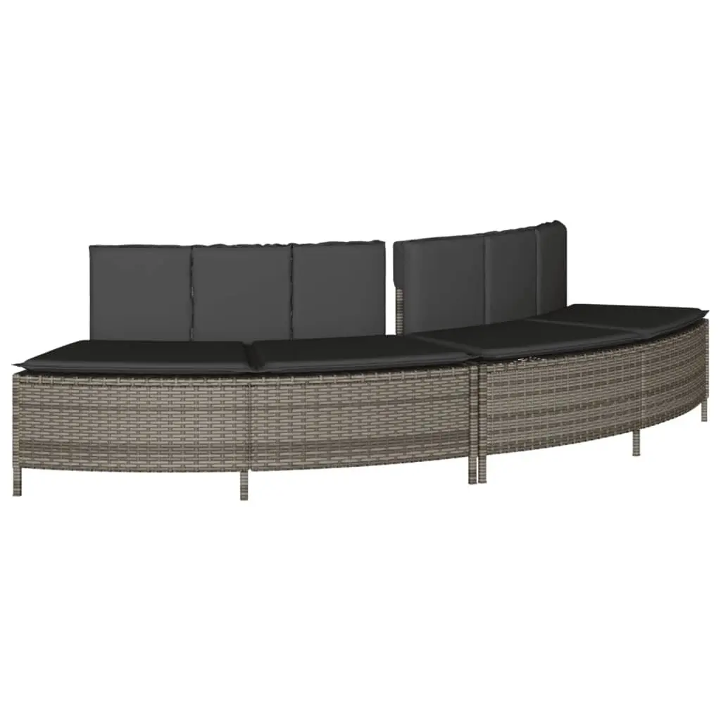 Hot Tub Surround Grey Poly Rattan Wood Spa Side Cabinet Storage Bench