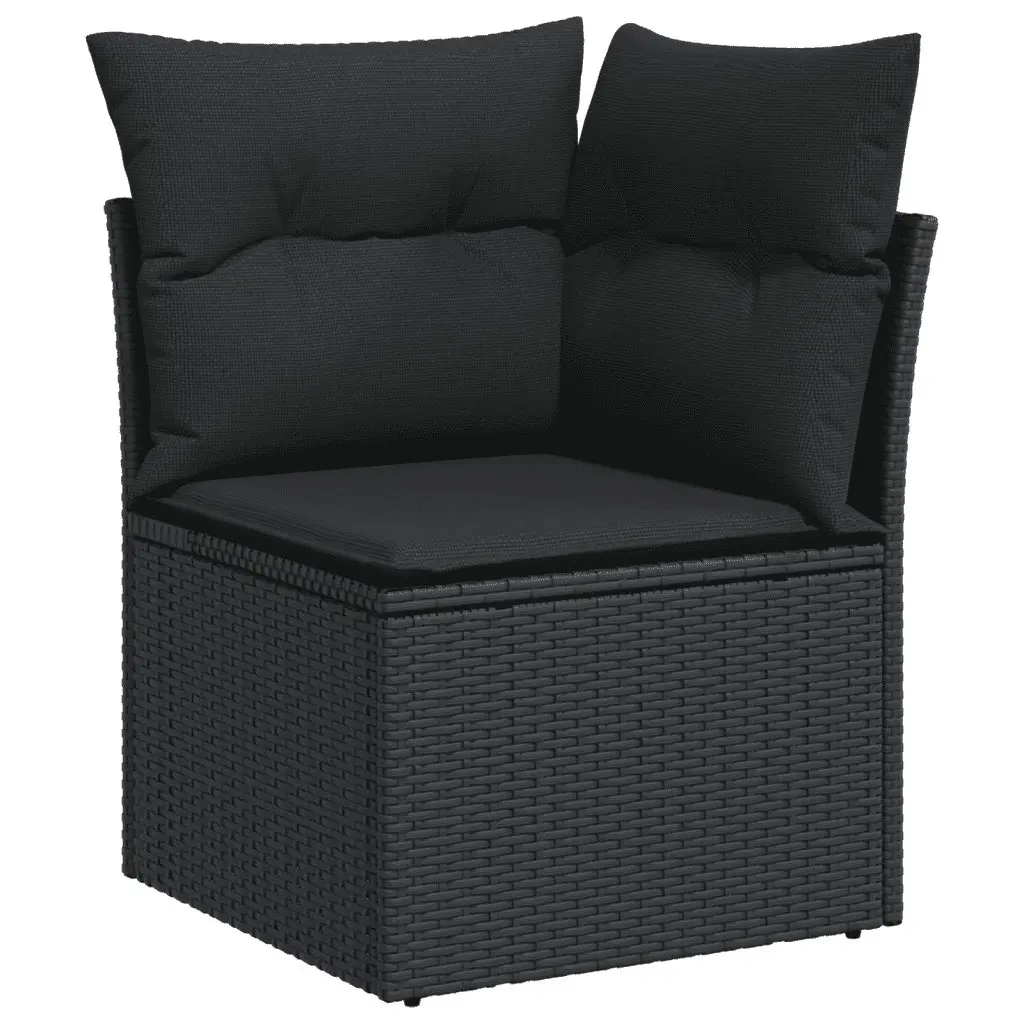 Garden Sofa Set 5 Piece Outdoor Furniture Black Poly Rattan with Cushions Patio