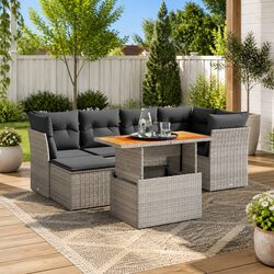 Elevate Your Outdoor Space with 7 Piece Sofa Set - Grey