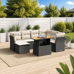 Comfortable 8-Piece Modular Black Garden Sofa Set