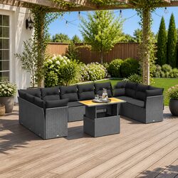 Transform Your Patio with This 11 Piece Black Sofa Set