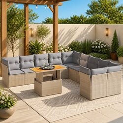 Transform Your Patio with a Beige 11-Piece Sofa Set