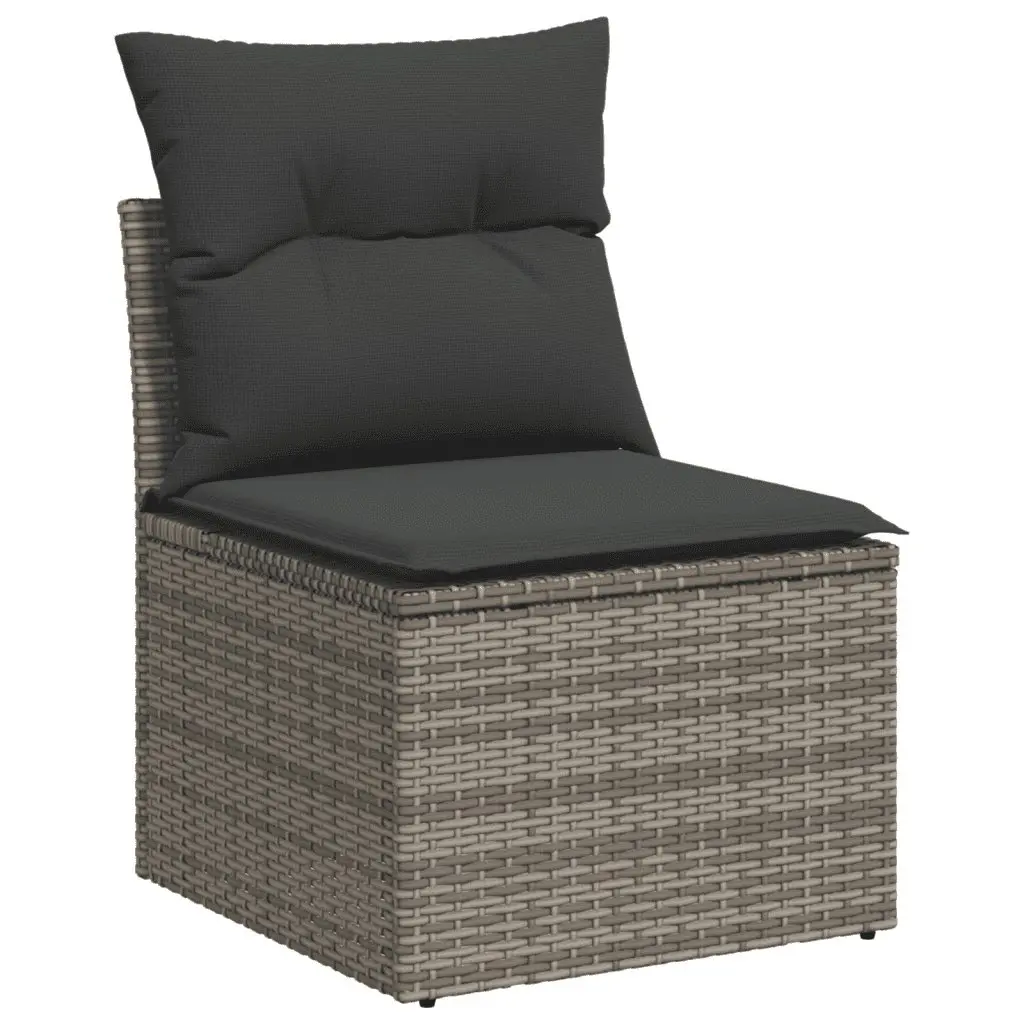 7 Piece Garden Sofa Set Grey Poly Rattan Outdoor Furniture Patio Cushions