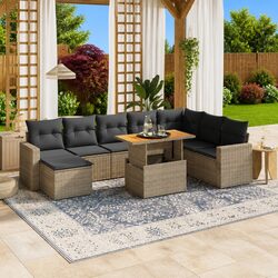 Stylish Grey Poly Rattan Outdoor Sofa Set for Relaxation