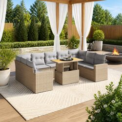 10 Piece Outdoor Sofa Set in Beige for Relaxing Spaces