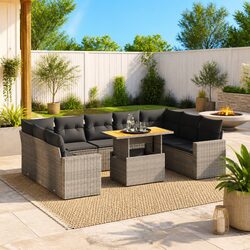 Stylish Outdoor 10-Piece Patio Sofa Set in Grey