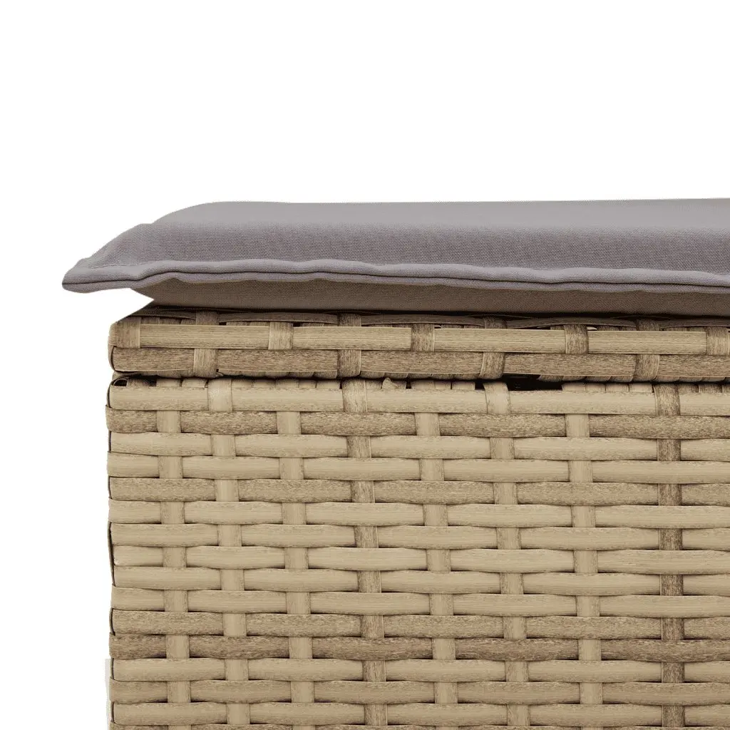 10 Piece Outdoor Garden Sofa Set with Cushions Beige Poly Rattan Patio Furniture