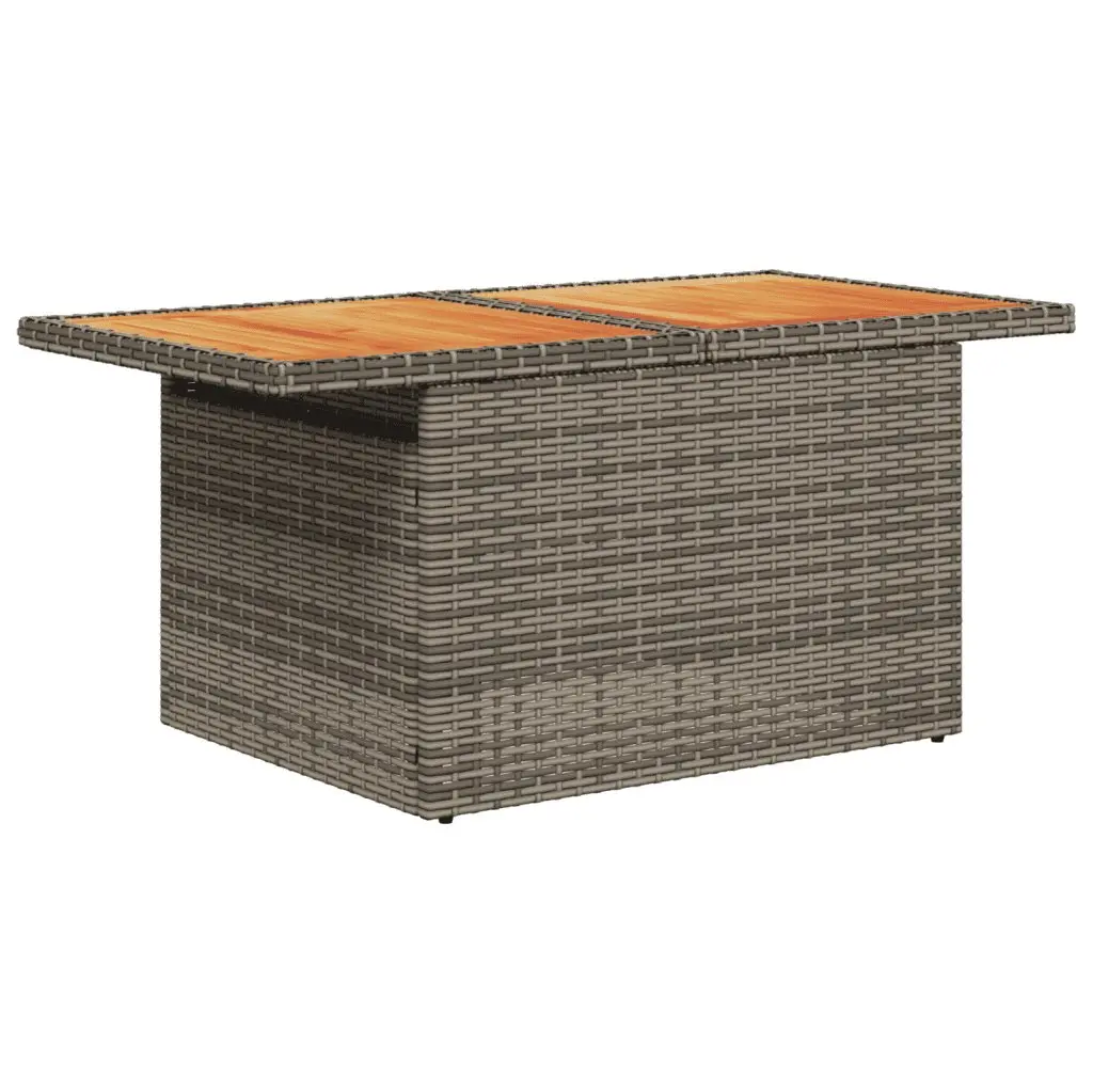 Garden Sofa Set 11 Piece Grey Poly Rattan Modular Outdoor Furniture with Adjustable Table and Thick Cushions