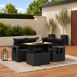 Black 5 Piece Garden Sofa Set for Stylish Outdoor Living