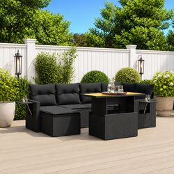 7 Piece Garden Sofa Set Outdoor Furniture Patio Lounge Cushions Black