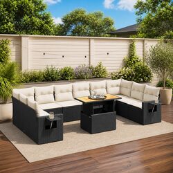 Outdoor Furniture 11 Piece Garden Sofa Set in Black