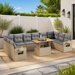 Beige Outdoor Sofa Set 11 Pieces for Ultimate Comfort