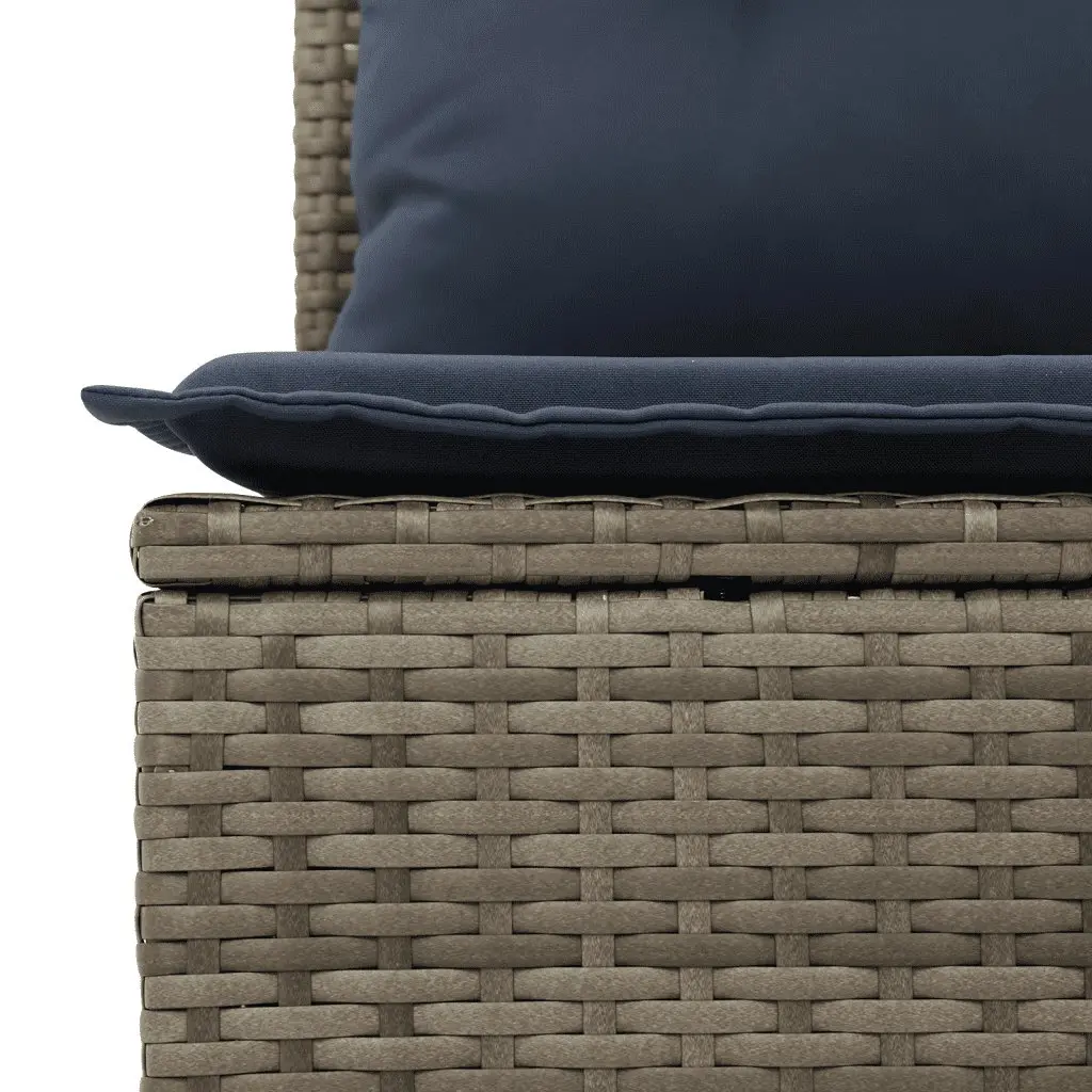5 Piece Garden Sofa Set Grey Poly Rattan Outdoor Furniture with Cushions