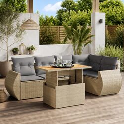 Elevate Your Outdoors with a 6 Piece Beige Sofa Set