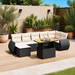 Elevate Your Outdoors with 8-Piece Black Garden Sofa Set