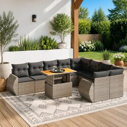 Stylish 10-Piece Modular Outdoor Lounge Set in Grey