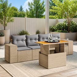 Beige 5 Piece Outdoor Sofa Set for Relaxing Spaces
