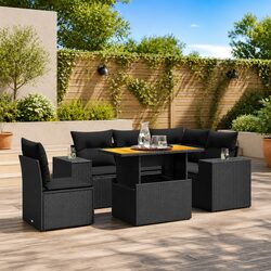 Black Poly Rattan Garden Sofa Set for Relaxation