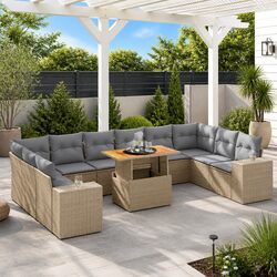 Outdoor Modular Garden Sofa Set - 11 Pieces in Beige