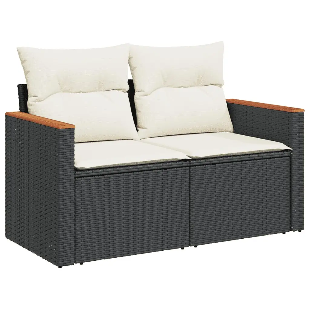Garden Sofa Set 5 Piece Outdoor Furniture Patio Black Poly Rattan Modular