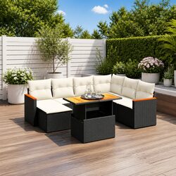 Upgrade Your Patio with This 8-Piece Garden Sofa Set in Black