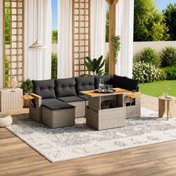 Outdoor Grey Garden Sofa Set - 7 Piece Modular Comfort