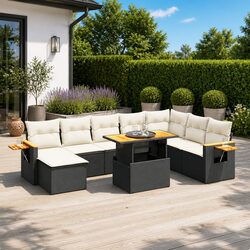 Stylish Outdoor 9 Piece Black Sofa Set for Your Patio