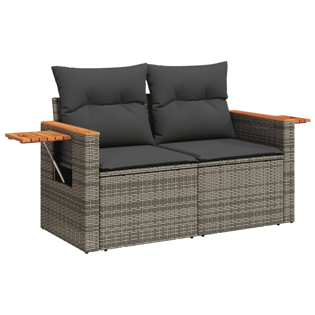 9 Piece Garden Sofa Set Outdoor Furniture Grey Poly Rattan Adjustable Table