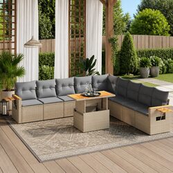 11-Piece Beige Outdoor Garden Sofa Set for Relaxation