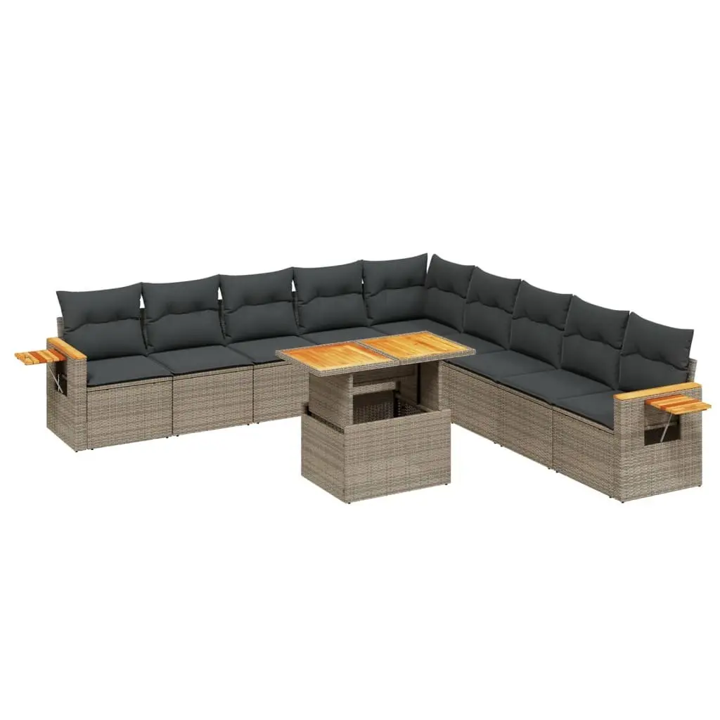Garden Sofa Set 11 Piece Grey Poly Rattan Modular Outdoor Furniture