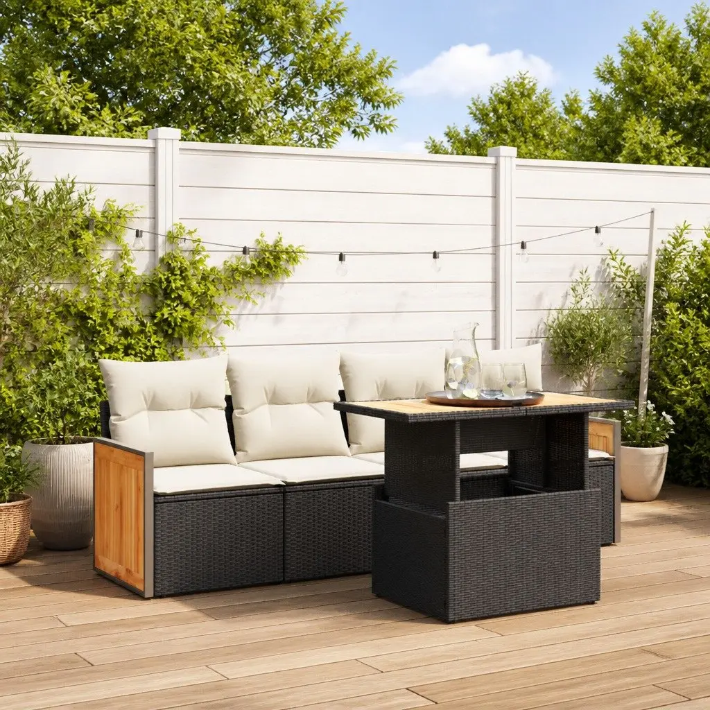 5 Piece Garden Sofa Set Outdoor Furniture Patio Seating with Cushions Black
