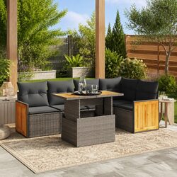 Stylish 6 Piece Outdoor Sofa Set with Cushions in Grey