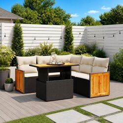 Enhance Your Outdoor Space with 6-Piece Black Sofa Set