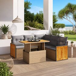 6-Piece Beige Outdoor Sofa Set for Comfortable Spaces