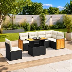 Comfortable 7 Piece Outdoor Garden Sofa Set in Black