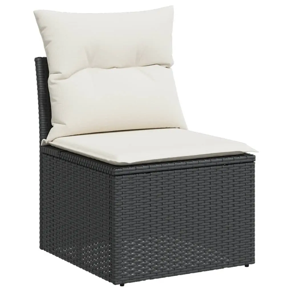 7 Piece Garden Sofa Set with Cushions Black Poly Rattan Outdoor Furniture Patio
