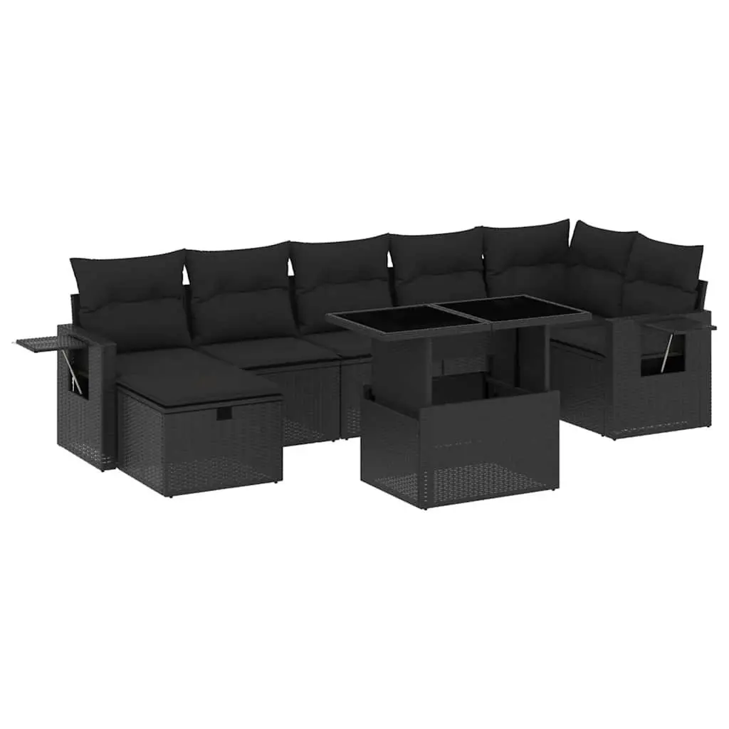 Garden Sofa Set 8 Piece Modular Outdoor Patio Furniture Black PE Poly Rattan