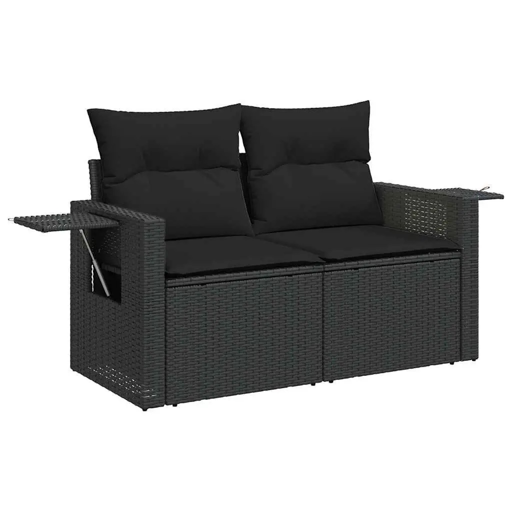 Garden Sofa Set 8 Piece Modular Outdoor Patio Furniture Black PE Poly Rattan