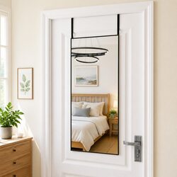 Stylish Over Door Hanging Mirror Black 50x100 cm