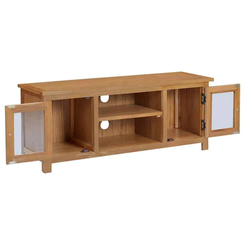TV Cabinet 110x35x44 cm Brown Solid Oak Wood Storage Unit with Doors